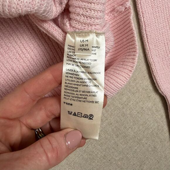 Free People Knit Sweater Womens Medium Soft Pink Raglan Sleeve Oversized - Picture 5 of 11